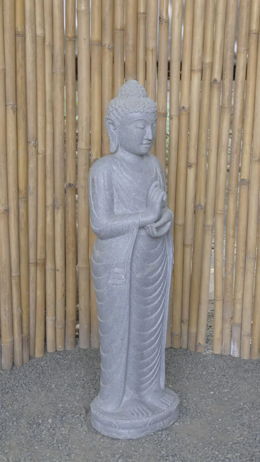  Product image 3 of the product “Standing Buddha made of Riverstone in Dharmachakra position - gesture of wheel of the teaching of Dharma. About 120cm height. ”